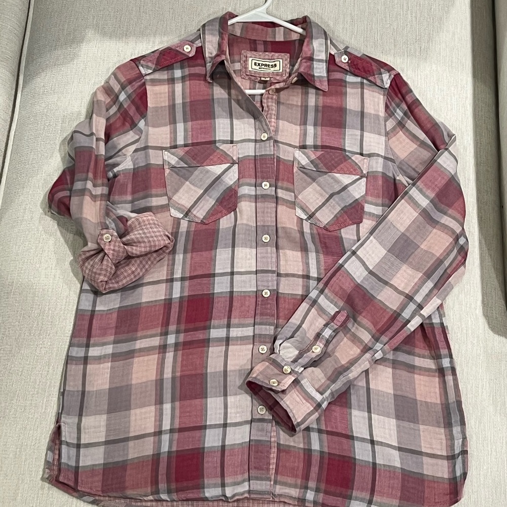 Express Women’s Plaid Button-Up Shirt
